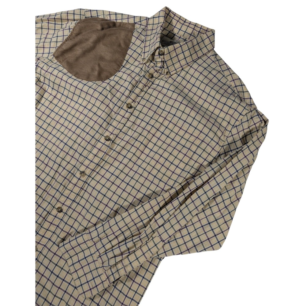 Boyt Shooting Shirt Mens 2XL Yellow Tattersall Check Padded Shoulder Hunting
